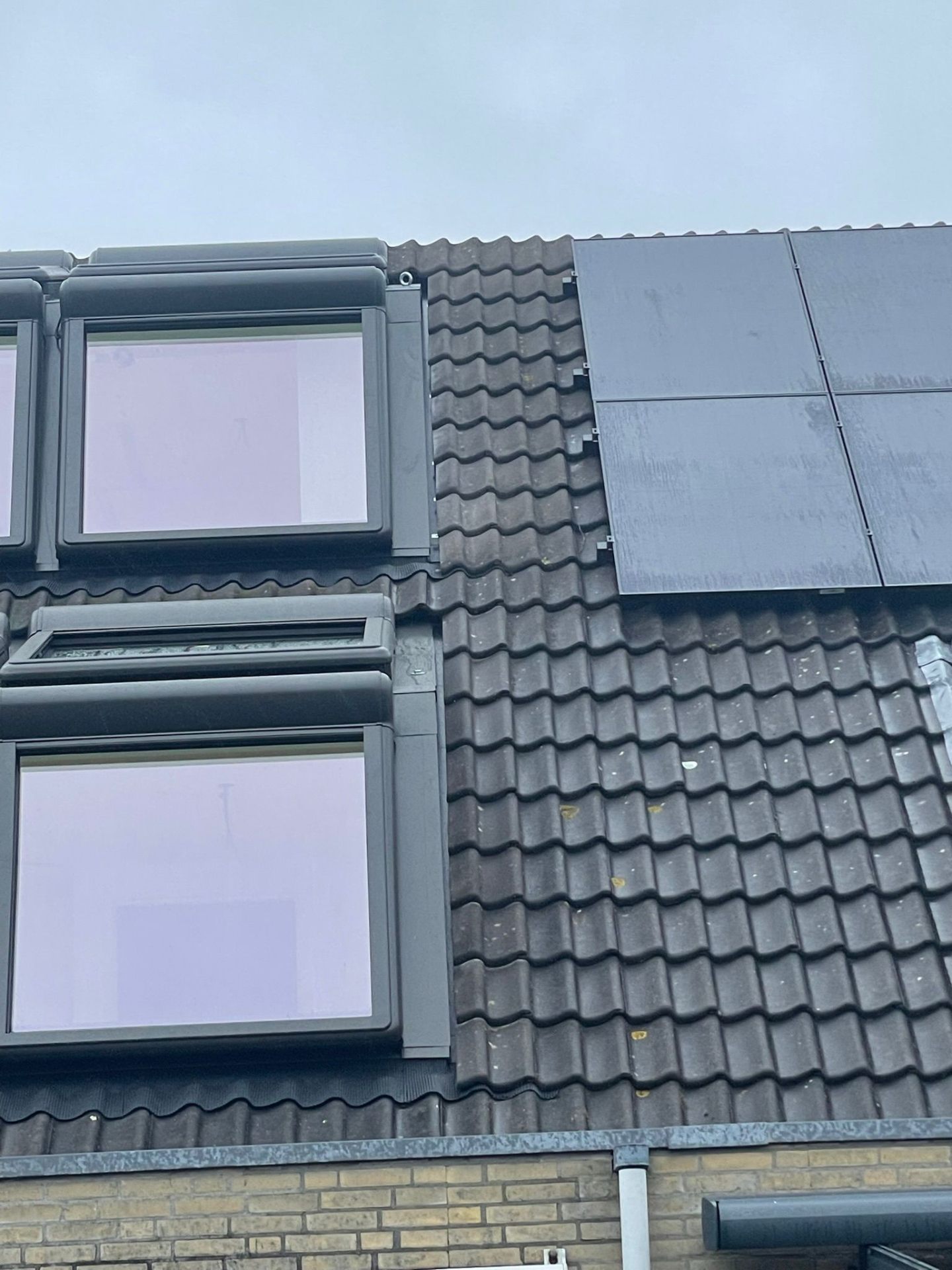 Twee dakkapellen op antraciet pannendak — Dakkapel in Haarlem